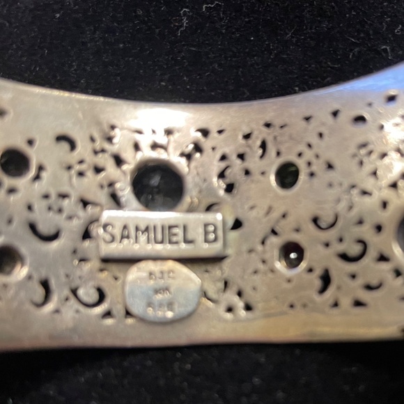 SAMUEL B. 925 SILVER AND 18K GOLD MULTICOLOR  GEMSTONES CUFF, NWOT VINTAGE - Picture 6 of 7